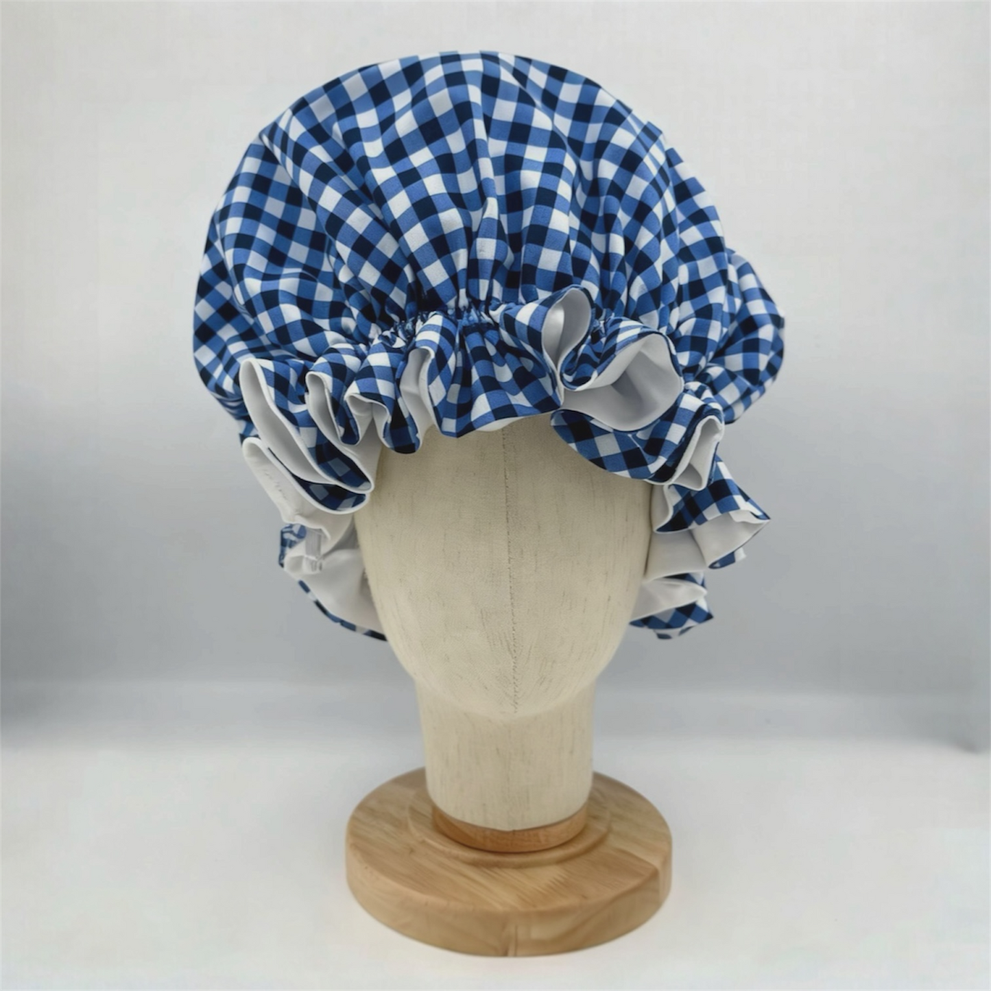 Blue Plaid Bonnet 100% Silk Lining