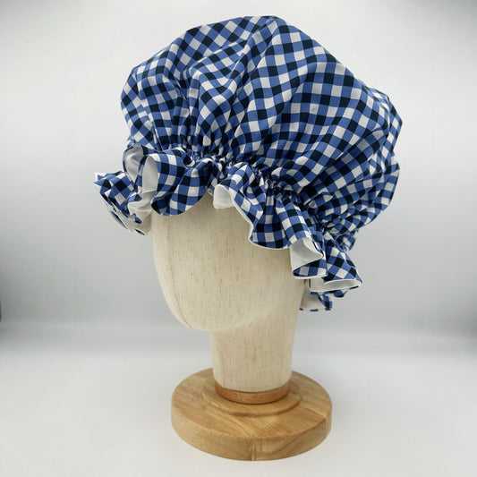 Blue Plaid Bonnet 100% Silk Lining