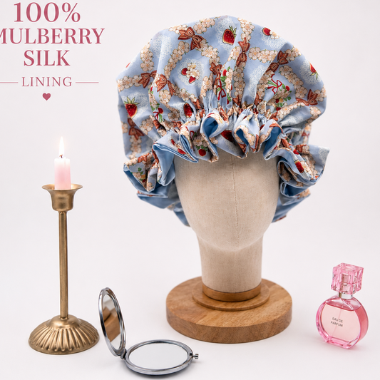 Blue Willow Bonnet 100% Silk Lining
