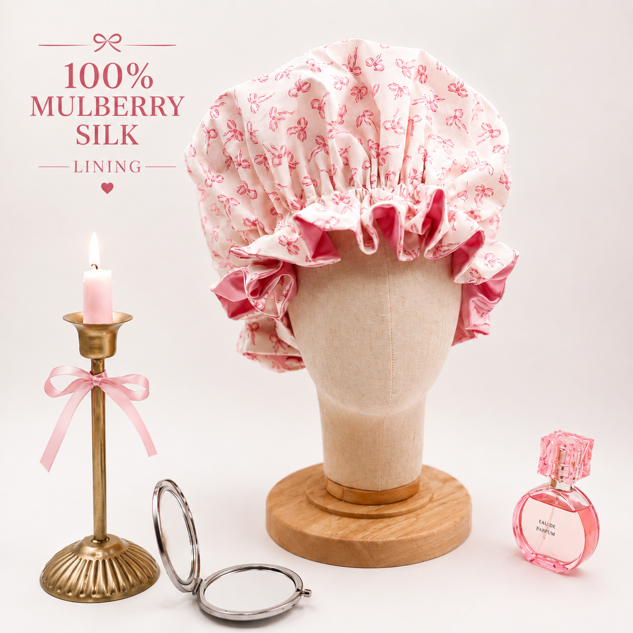 Pink Blush Bonnet 100% Silk Lining