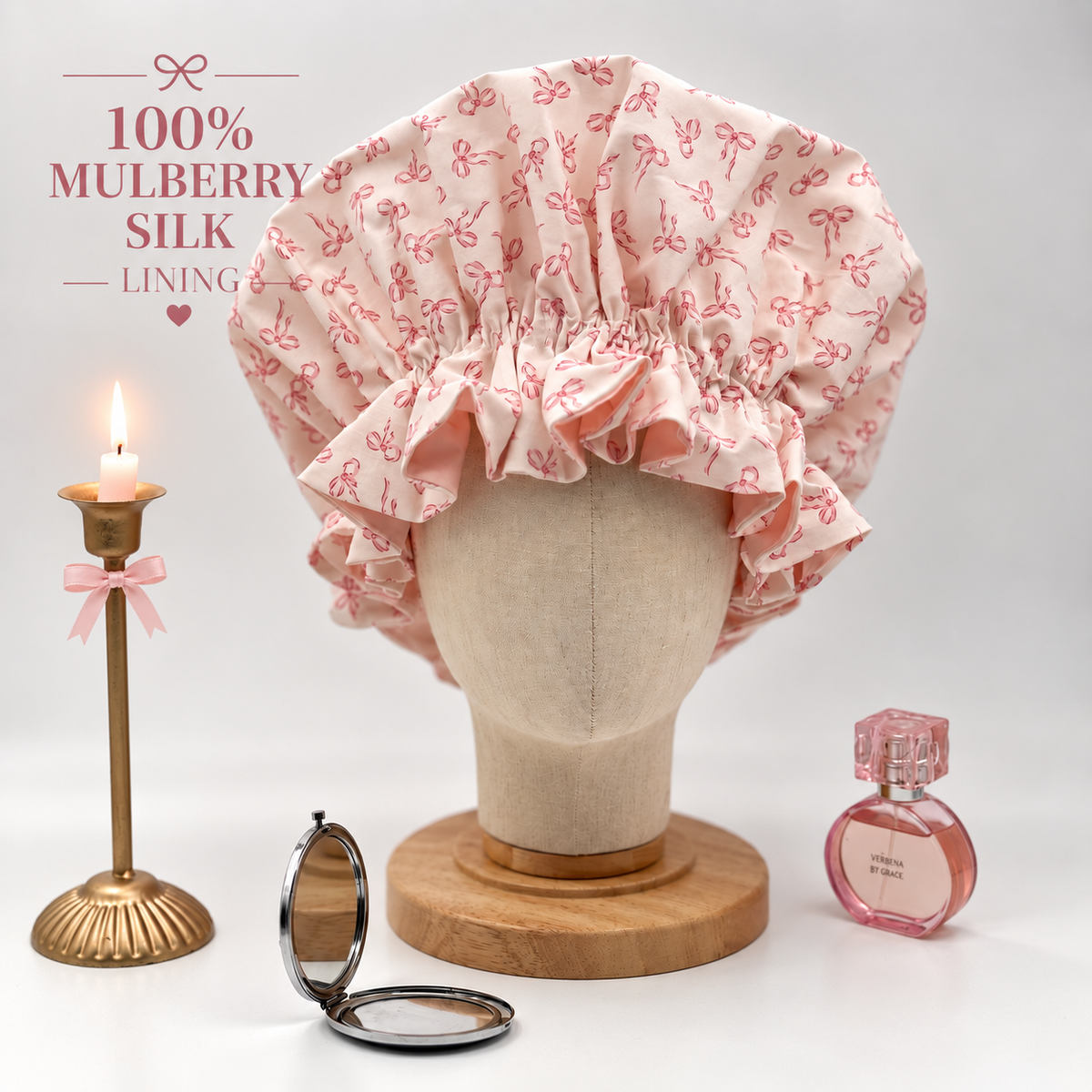 Light blush Bonnet 100% Silk Lining