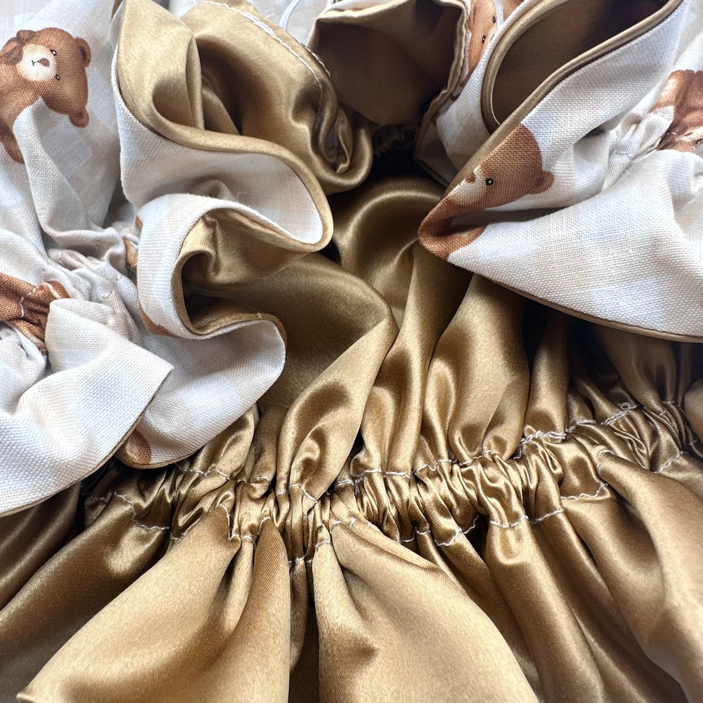 Teddy Bear Bonnet 100% Silk Lining