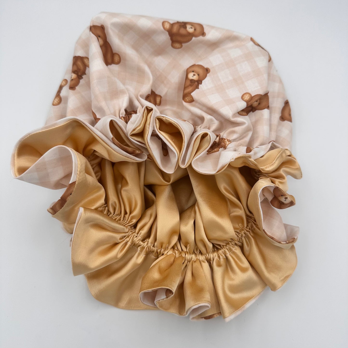 Teddy Bear Bonnet 100% Silk Lining