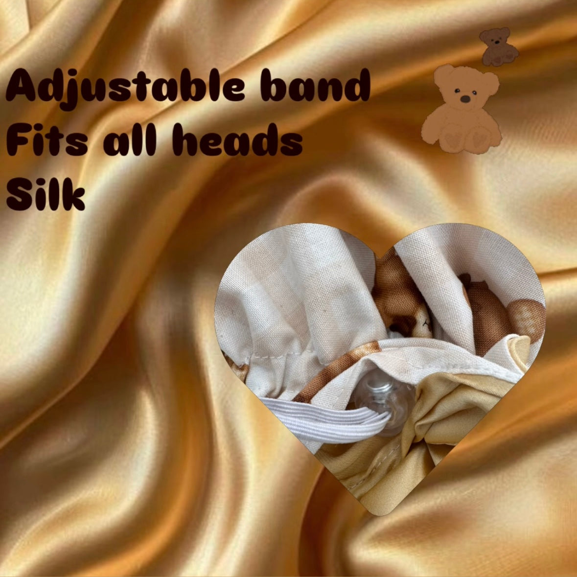 Teddy Bear Bonnet 100% Silk Lining