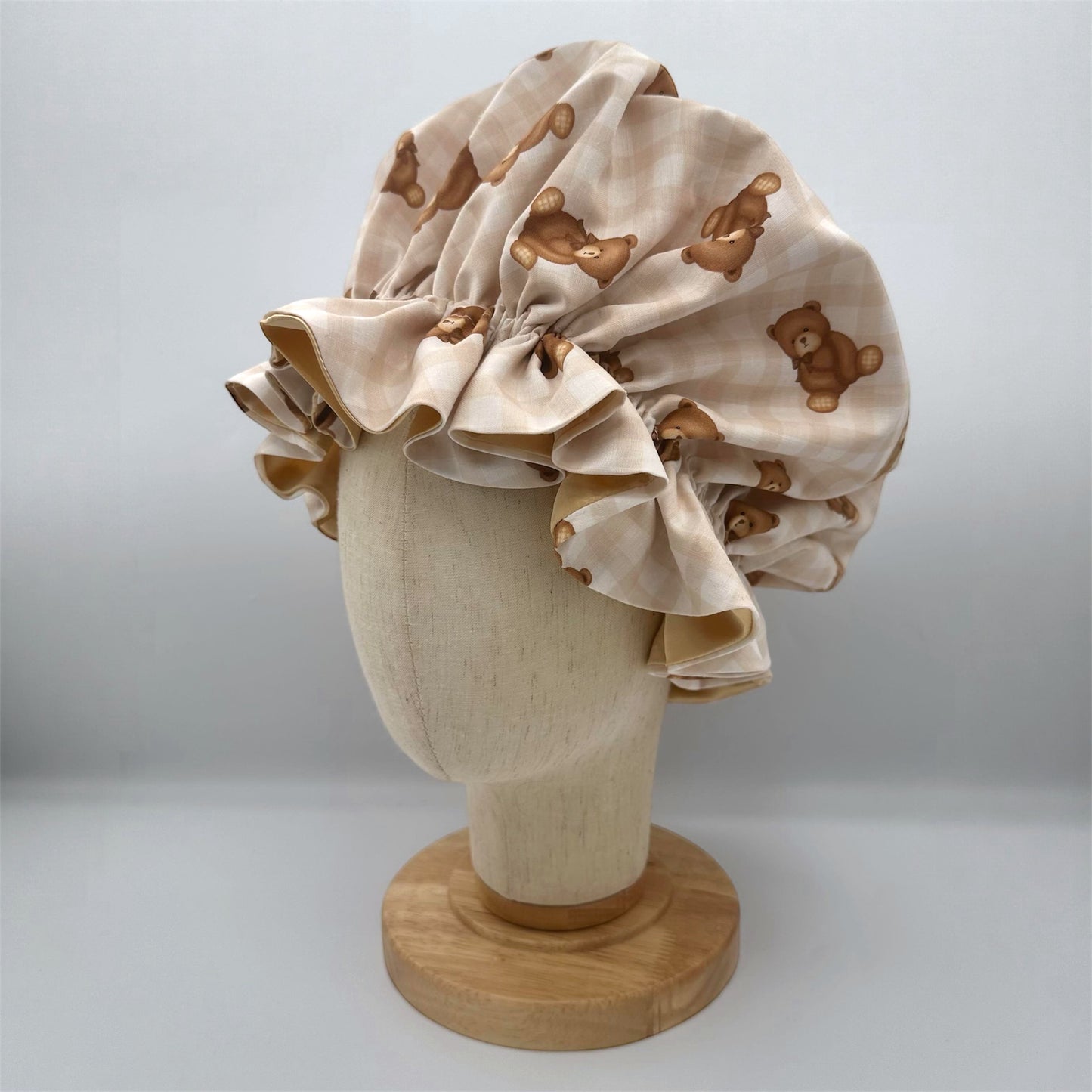Teddy Bear Bonnet 100% Silk Lining