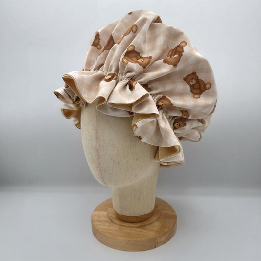 Teddy Bear Bonnet 100% Silk Lining